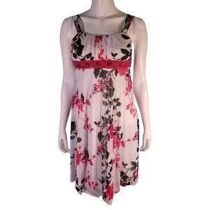 Girls Pink Floral Dress Size 16 Youth Knee Length Garden Party Spring Easter
